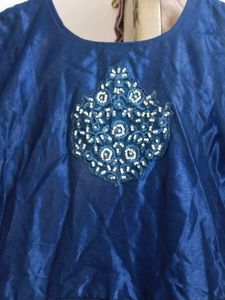 BEAUTIFUL DARK BLUE GOWN WITH NET DUPATTA