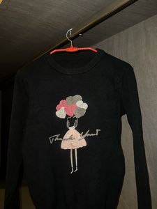 Cute Black Print Sweater🎀♠️