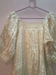 Lace Puff Sleeve crochet Top