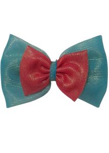 Offer New Center Bow Clip Seablue And Pink Color