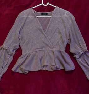Shimmer Party Top With Long Sleeves
