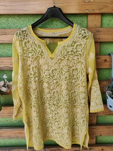 Yellow Chikenkari Kurta