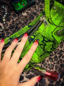 Y2K Lime Snakeskin Shoulder Bag