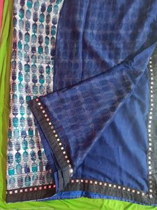 Party Wear Net Less Border Saree