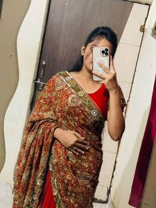 Orange Embellished Saree