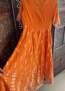 Like New Biba HandBlock Mirror Work Anarkali Kurta