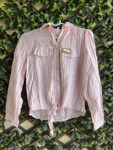 Chic Pink Tie-Front Blouse