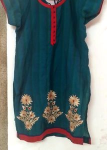 Pure Cotton Heavy Embroidery Work Kurti With Dupat