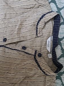 Max Women Beige&amp; Blue Printed Straight Kurta