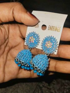 Blue Jhumka Earrings