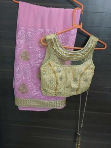 Elegant Pink Saree & Blouse