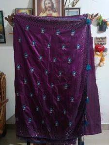 Purple Embroidered Saree