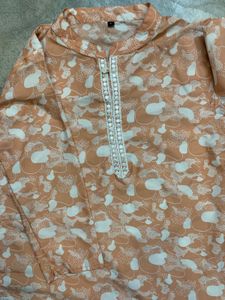 Elegant Peach Printed Kurta