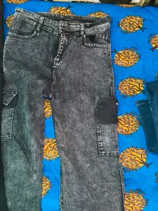 Acid Wash Cargo Jeans