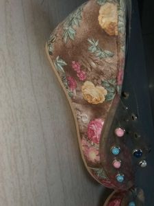 Stylish Floral Wedge Heels with Crystal Studs 👠✨