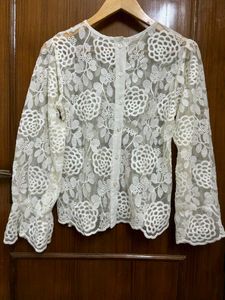 Korean Net/Lace Embroidered Top