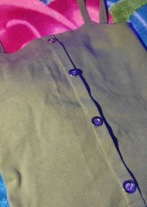 Olive Button Tank Top