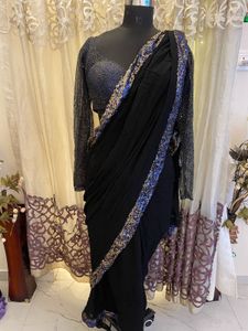 Elegant Black Saree without blouse