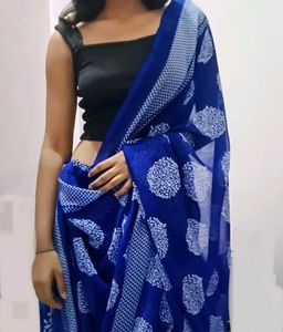 Vibrant Blue Saree 🐋