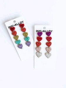 Heart Beaded Dangle Earrings💚