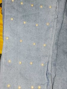 Pearl Embellished Denim Jeans