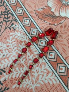Red Gemstone Dangle Earrings