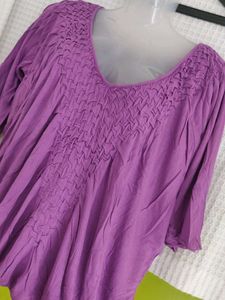BIBA Purple Smocked Detail Top