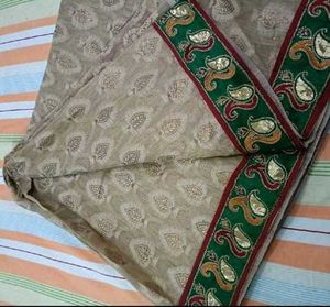 Chikoo Colour Saree Without Blouse