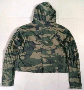 Camo Hoodie with Smiley Face Details
