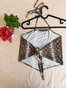 ✨Animal Print Scarf Tie Top - Size Small ✨