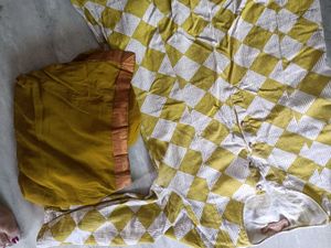Yellow &amp; White Kurta Set