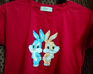 Red Bunny Graphic Tee