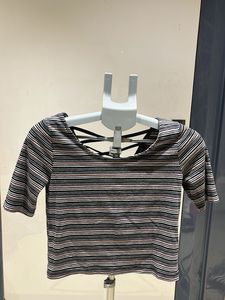 Striped Crop Top with Criss-Cross Back