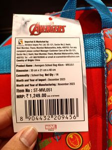 Kids Marvel Avengers School Bag 40 Cms
