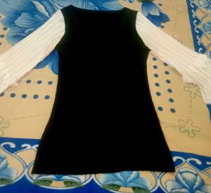 Black Dress with Sheer Sleeves