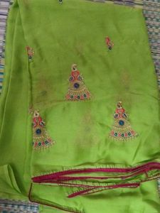Green Embroidered Saree