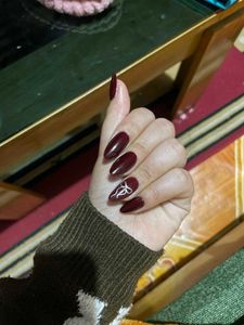 Maroon Almond Press-On Nails