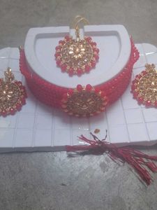 Red & Gold Beaded Jewelry Set