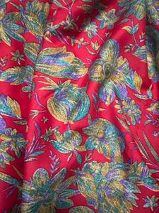 5 Metres Red Floral Fabric