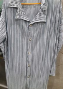 Pleated Button-Down Shirt