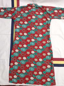 Retro Print Long Sleeve Dress