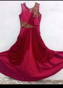 Elegant Maroon Embroidered Gown