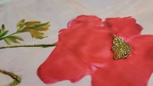 Floral Print Pink satin Saree