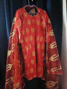 Red &amp; Gold Kurta Set