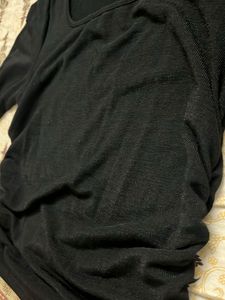 Black Long Sleeved Ruched Top