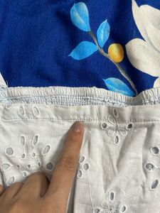 Blue Crop Top With Balloon Sleeves