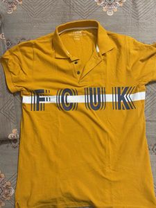 Mustard Graphic Print Polo T-shirt