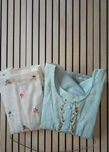Light Blue Embroidered Kurti