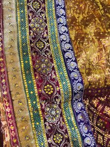 Gold &amp; Maroon Banarasi Silk Georget Lehenga Choli