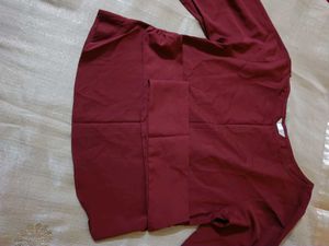 Chic Maroon front wrap top with balloon sleeves